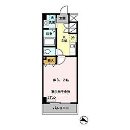 ウィスタリア 1Kの間取図画像