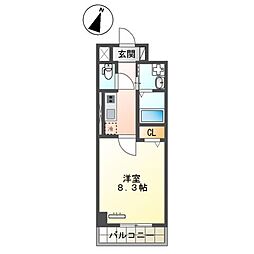 グレースタウンミソノ 1Kの間取図画像