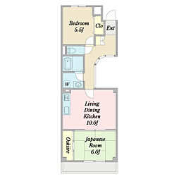 カーサ・セレーノ 6階2LDKの間取り