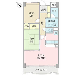 ラ・アバンセ 3階2LDKの間取り