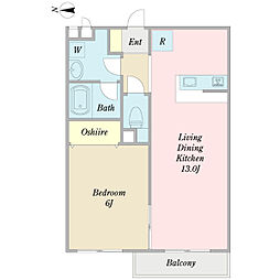 Ｇｒｅｅｎ　Ｃｏａｔ 1階1LDKの間取り