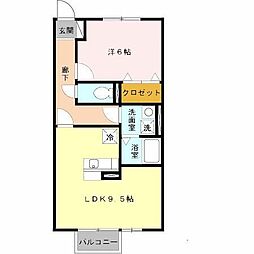 クレールヒルズ 1LDKの間取図画像