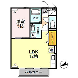 シャルトボナール 1LDKの間取図画像