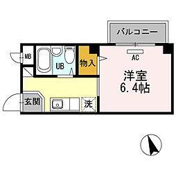 ビュー北花田 ワンルームの間取図画像