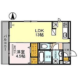 フェリーチェ鳳 1LDKの間取図画像