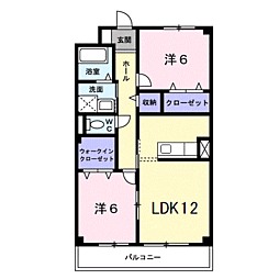ソレアード2 2LDKの間取図画像