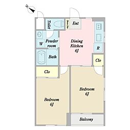 メゾンエクセルA 2DKの間取図画像