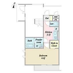 ハウ・オリ 1Kの間取図画像