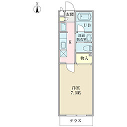 クリーク　パレス 1階1Kの間取り