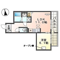 セラータ北野 1LDKの間取図画像