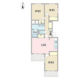 府中サンライズヒル　2号棟 3LDKの間取り