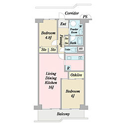 ネオコーポ八王子 2LDKの間取図画像