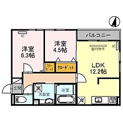 Maison de Espoir 豊里 2階2LDKの間取り