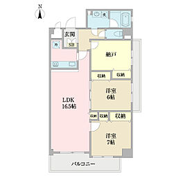 シャトー桃山台 2SLDKの間取図画像