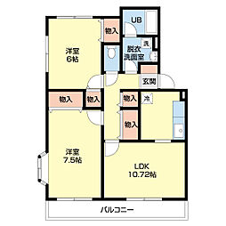 モントレーメゾン 2LDKの間取図画像