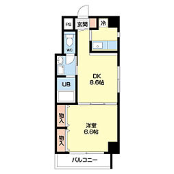 リッツパークス 1DKの間取図画像