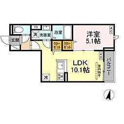 セレスティア若宮 302 3階1LDKの間取り