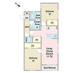 カルテット小豆沢 2LDKの間取図画像