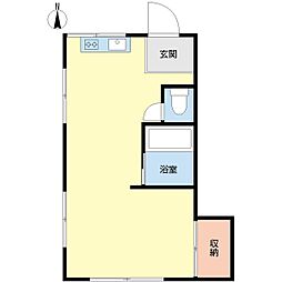 東洋荘 ワンルームの間取図画像
