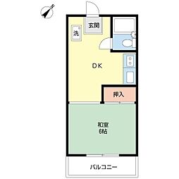 山手ハイツ 1DKの間取図画像