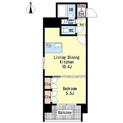 arsnest 1LDKの間取図画像
