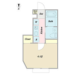 グラフィアスコート 1Kの間取図画像