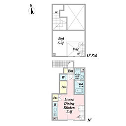 d'espoir ワンルームの間取図画像