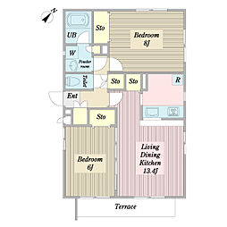 Ｒｉｃｈｅｓｓｅ 1階2LDKの間取り