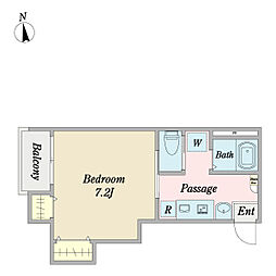 Ｃａｓａ虎山 3階1Kの間取り