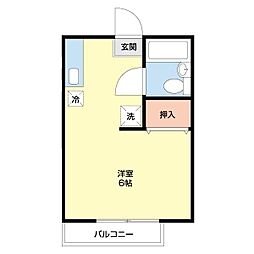 グリーンコーポ2 1Kの間取図画像