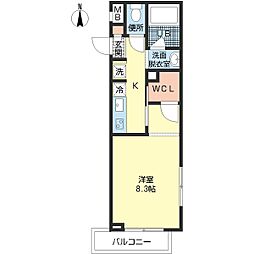 エクセレント 1Kの間取図画像