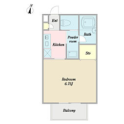 ピノブラン 2階1Kの間取り