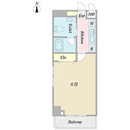 プロシード船橋本町 4階1Kの間取り