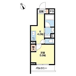 マホラ 1Kの間取図画像