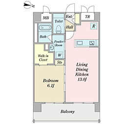 ｖｉａ　ｌａｔｔｅａ 4階1LDKの間取り