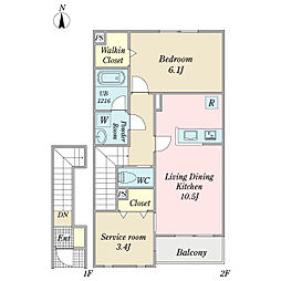 Ｂ−ｏｗｌ 2階1SLDKの間取り