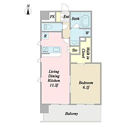 パークスクエア三郷中央 1LDKの間取図画像