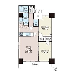 シャトーエヌ・シャルム 2LDKの間取図画像