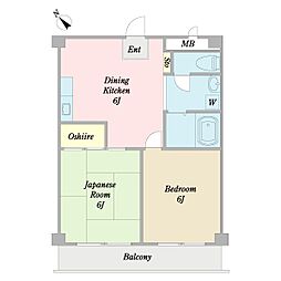 グレース六木 2DKの間取図画像