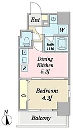 プロシード南砂町 1DKの間取図画像