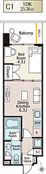 ムニレジデンス木場 1DKの間取図画像