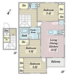 オリーブ 3LDKの間取図画像