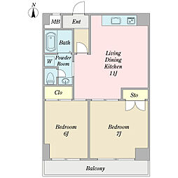 プルミエール篠崎 2LDKの間取図画像