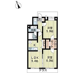 メゾン-ド-ボヌール 2LDKの間取図画像