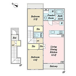 Ｇｒａｃｉａｓ 2階2LDKの間取り