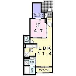 サンライズ　ネクスト　Ｂ 1階1LDKの間取り