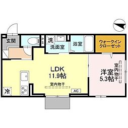越谷市蒲生茜町アパート 1LDKの間取図画像
