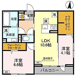 グラン南越谷 2LDKの間取図画像