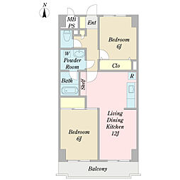 ヴェルティストンマンション 2LDKの間取図画像