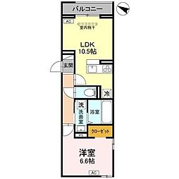 八潮市大字垳アパート 1LDKの間取図画像